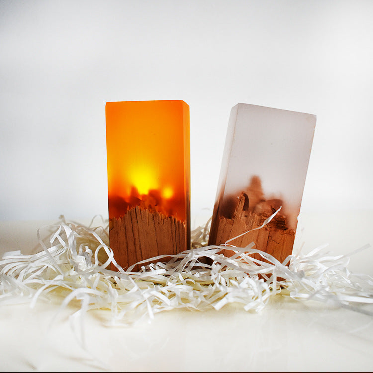 Resin solid wood small night light