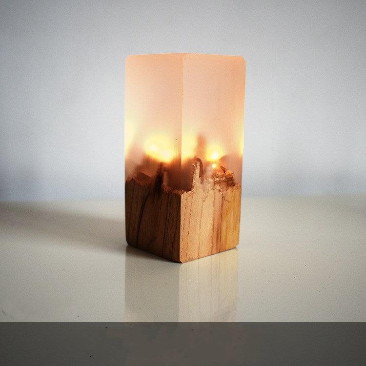 Resin solid wood small night light