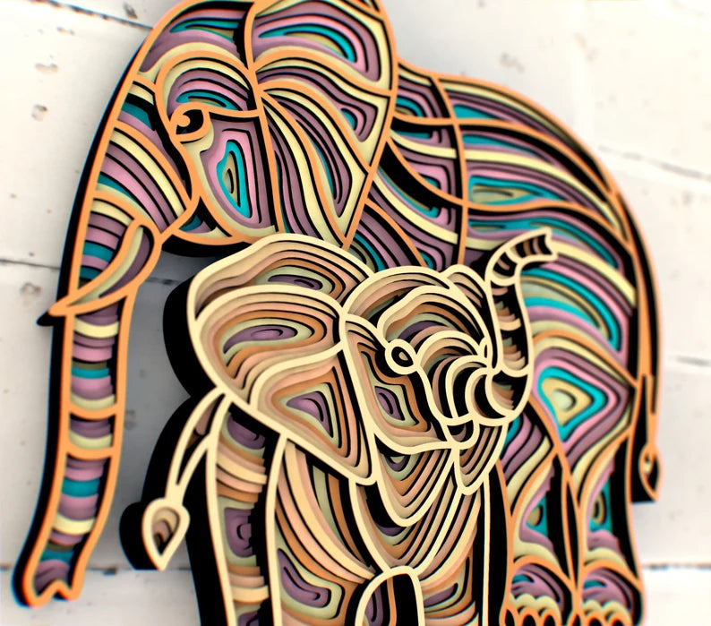 Elephants Mom And Child Mandala