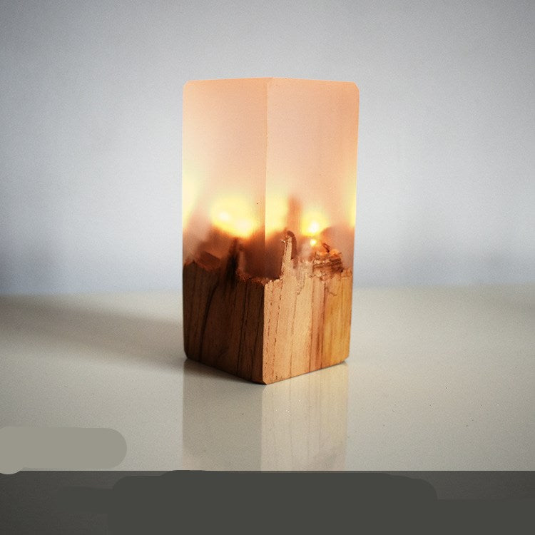 Resin solid wood small night light