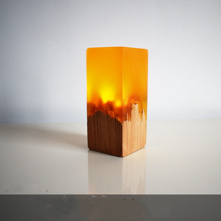 Resin solid wood small night light